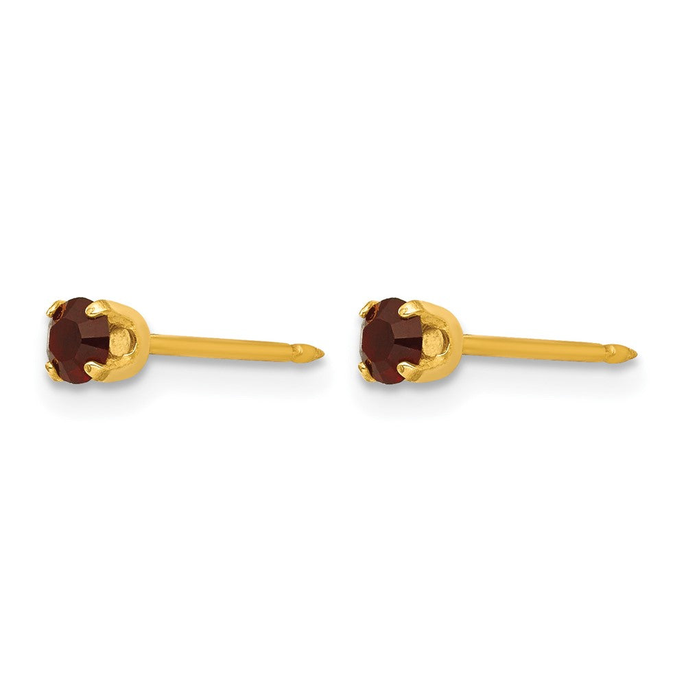 Inverness 14k 3mm January Red Crystal Birthstone Post Piercing Earrings