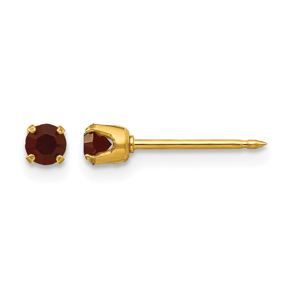 Inverness 14k 3mm January Red Crystal Birthstone Post Piercing Earrings