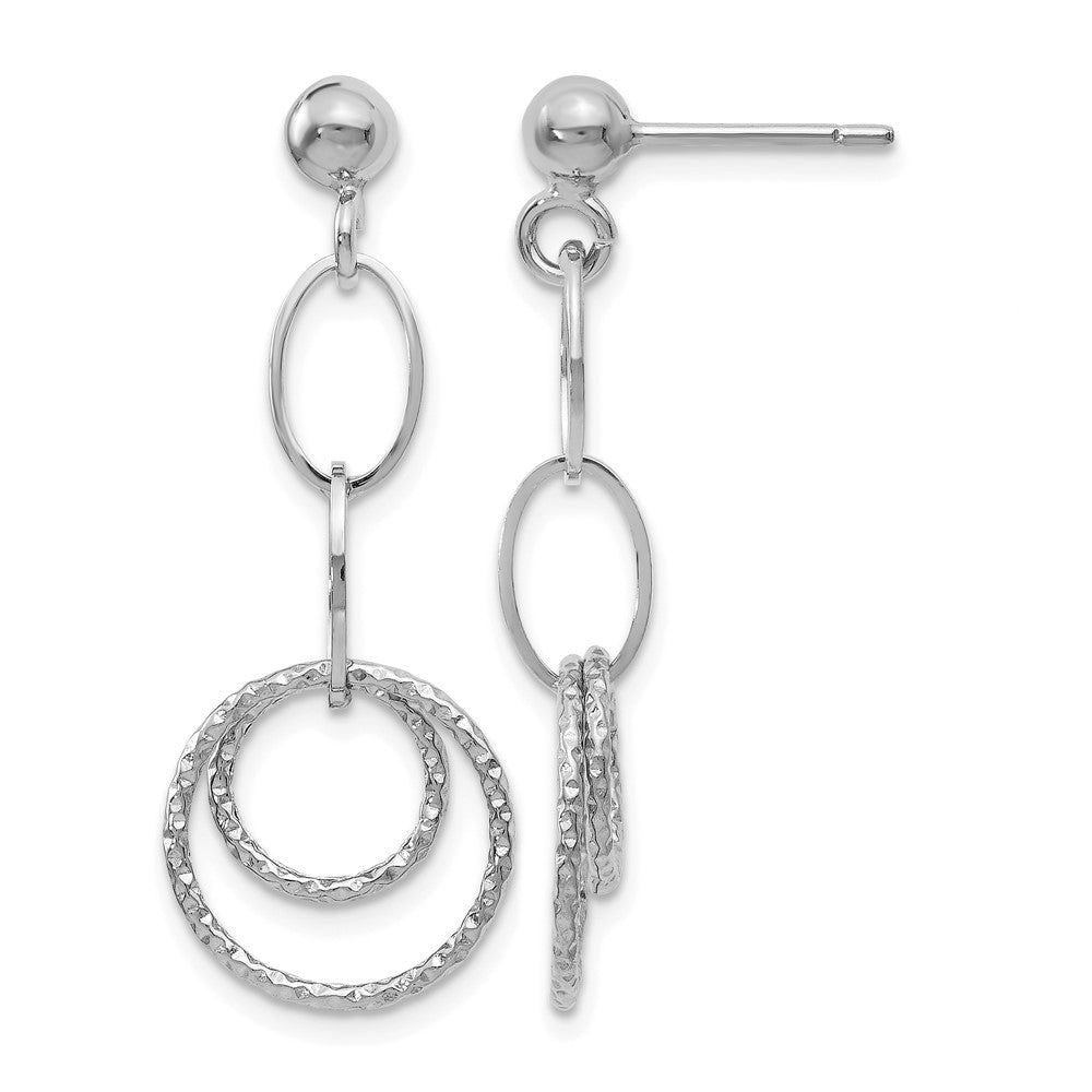 14K White Gold Post Dangle Earrings