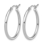 14K White Gold 2x25mm Polished Hoop Earrings