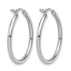 14K White Gold 2x25mm Polished Hoop Earrings