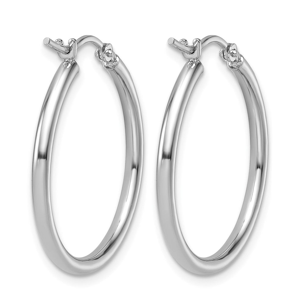 14K White Gold 2x25mm Polished Hoop Earrings