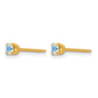 Inverness 14k 3mm March Aqua Crystal Birthstone Post Piercing Earrings