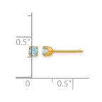 Inverness 14k 3mm March Aqua Crystal Birthstone Post Piercing Earrings