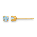 Inverness 14k 3mm March Aqua Crystal Birthstone Post Piercing Earrings