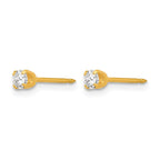 Inverness 14k 3mm April Clear Crystal Birthstone Post Piercing Earrings