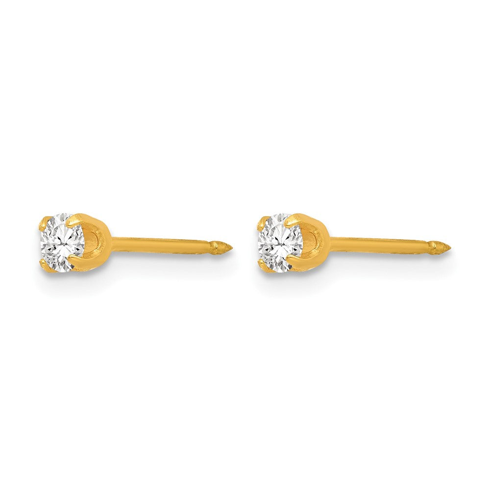 Inverness 14k 3mm April Clear Crystal Birthstone Post Piercing Earrings