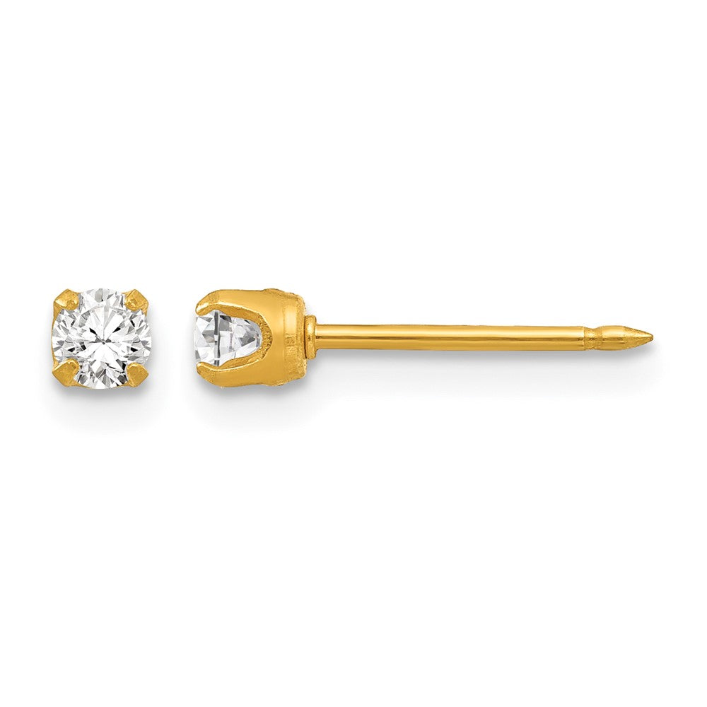 Inverness 14k 3mm April Clear Crystal Birthstone Post Piercing Earrings