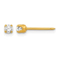 Inverness 14k 3mm April Clear Crystal Birthstone Post Piercing Earrings