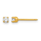 Inverness 14k 3mm April Clear Crystal Birthstone Post Piercing Earrings