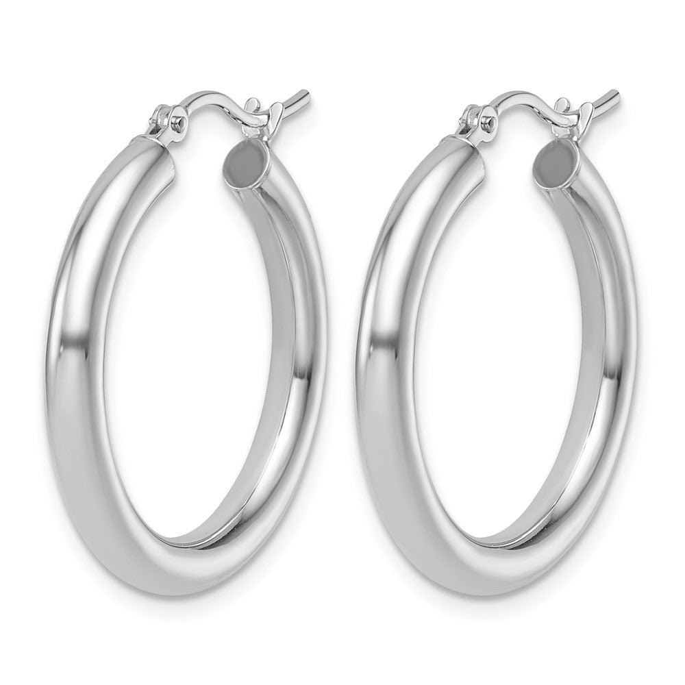 14K White Gold Polished Hoop Earrings