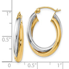 14K Two-tone Polished Double Oval Twist Hoop Earrings
