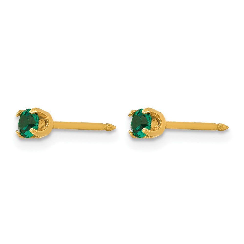 Inverness 14k 3mm May Green Crystal Birthstone Post Piercing Earrings