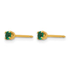 Inverness 14k 3mm May Green Crystal Birthstone Post Piercing Earrings
