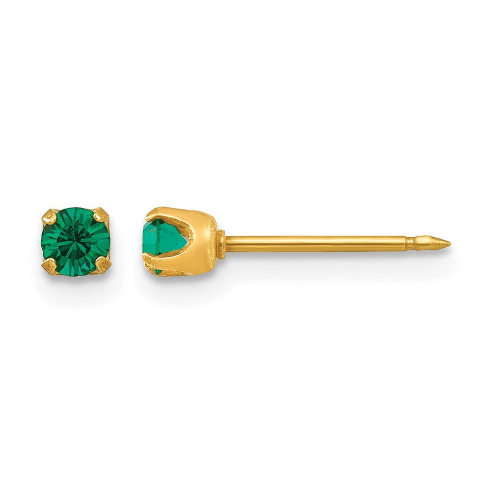 Inverness 14k 3mm May Green Crystal Birthstone Post Piercing Earrings