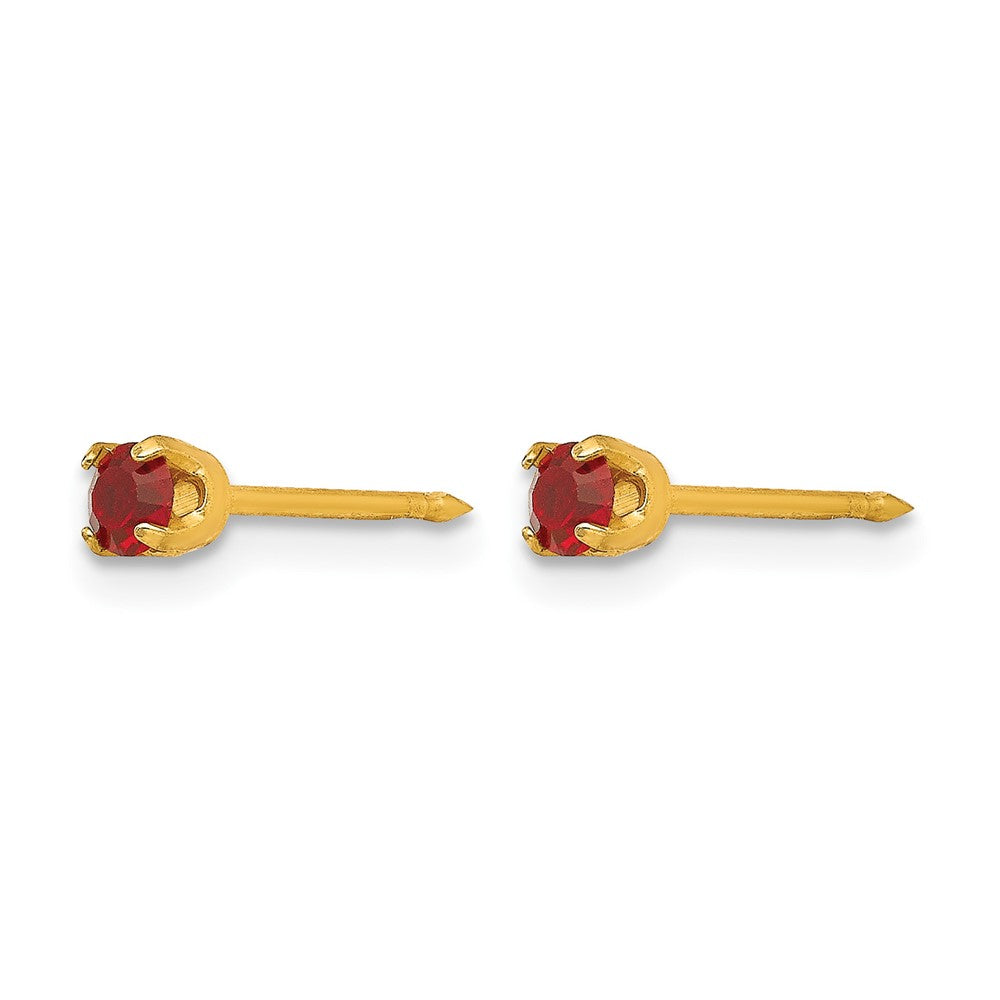 Inverness 14k 3mm July Red Crystal Birthstone Post Piercing Earrings