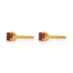Inverness 14k 3mm July Red Crystal Birthstone Post Piercing Earrings