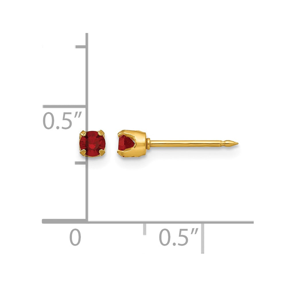 Inverness 14k 3mm July Red Crystal Birthstone Post Piercing Earrings