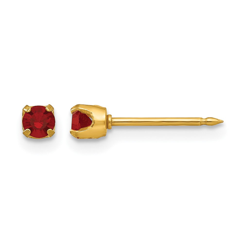 Inverness 14k 3mm July Red Crystal Birthstone Post Piercing Earrings