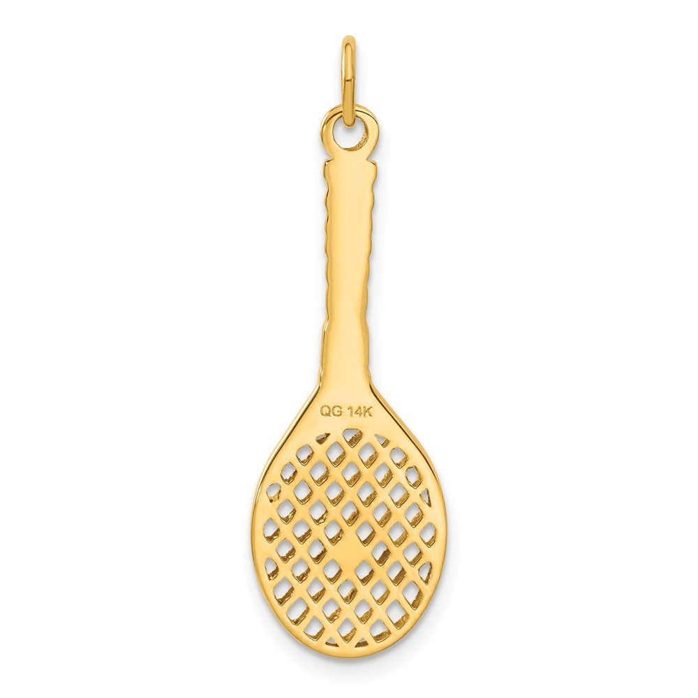 14K Tennis Racquet with Freshwater Cultured Pearl Ball Charm