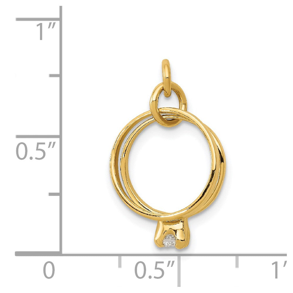 14k 3-D Wedding Rings CZ Charm