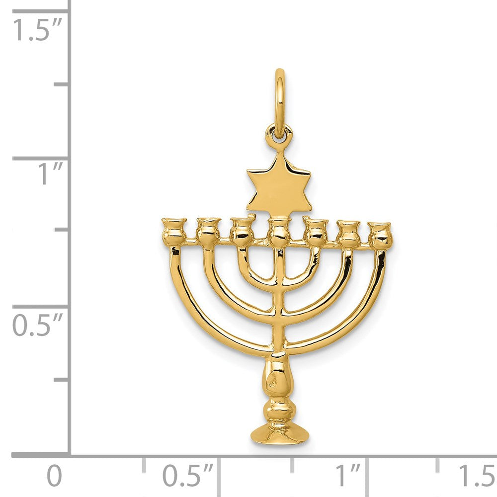 14K 3-D Menorah and Star of David Charm