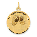 14k Small Solid Engravable Baby Shoes on 19mm Disc Charm