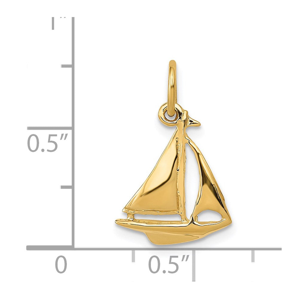 14K 3-D Sailboat Charm