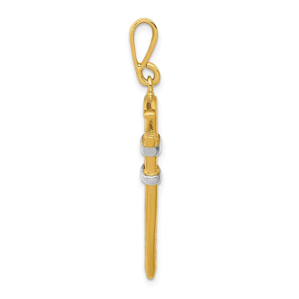 14K and White Rhodium 3-D Pipe Wrench Charm