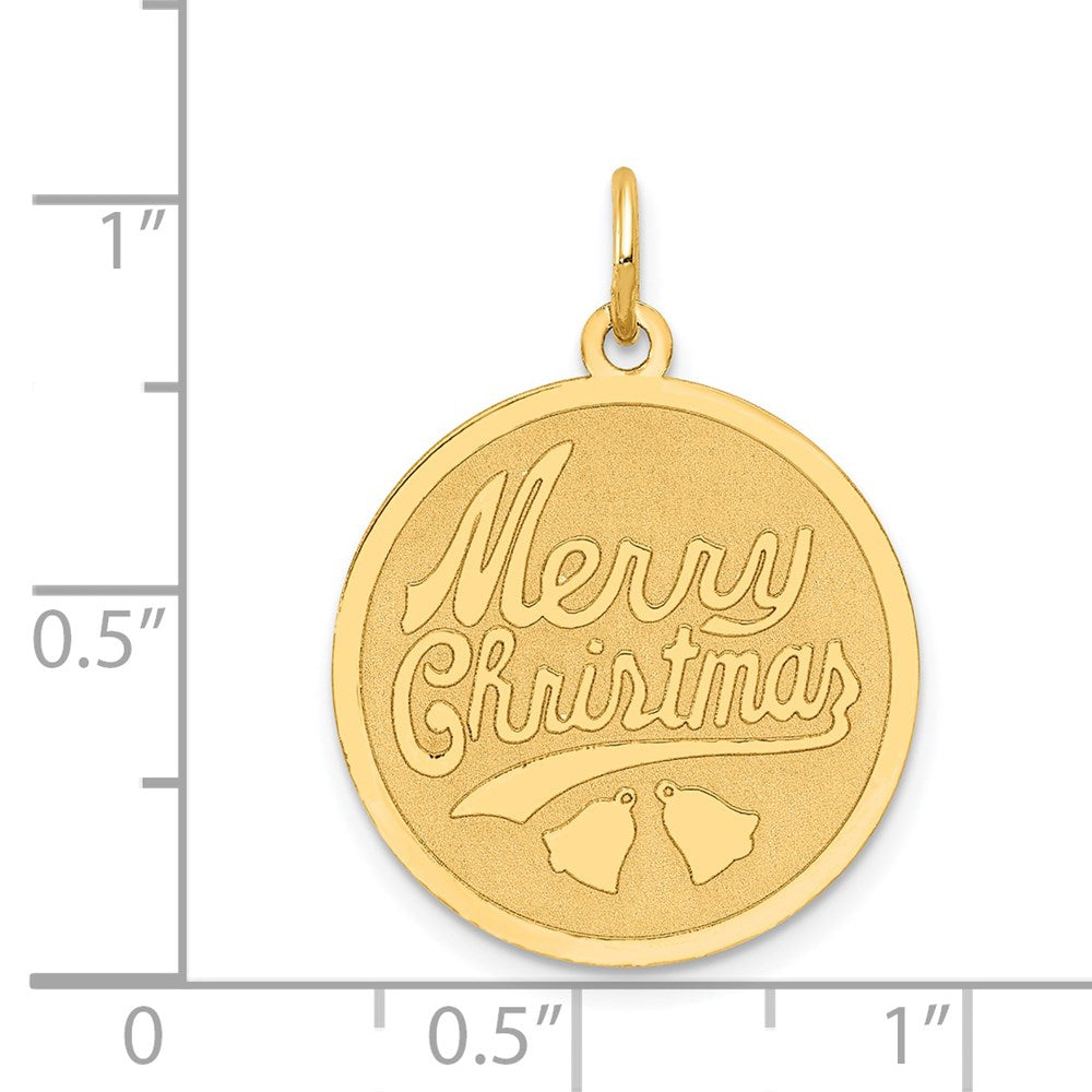 14k MERRY CHRISTMAS 19mm Engravable Disc Charm