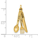 14K 3-D Knife, Fork and Spoon Charm