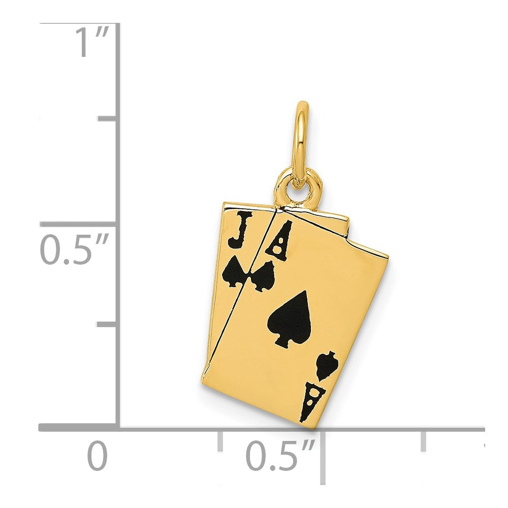 14k Enameled Blackjack Playing Cards Charm