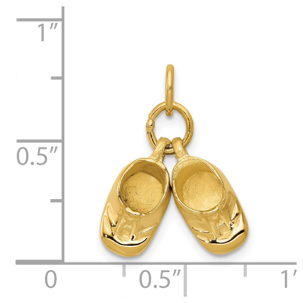 14k 3-D Moveable Polished Baby Shoes Charm