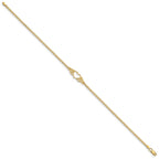 14k Polished Open Heart with Filigree and Bismark Chain 10 inch  Anklet