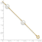 14k 7-8mm White Near-Round Freshwater Cultured Pearl 5-Station 9 inch Anklet