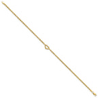 14k Diamond-cut Open Heart and Rope Chain 10 inch Anklet