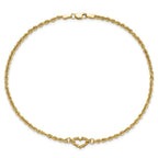 14k Diamond-cut Open Heart and Rope Chain 10 inch Anklet