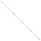 14K Fancy Open Hearts 3-Station 9 inch Plus 1 inch Extender - Total 10 inch Anklet