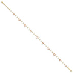 14k Two-tone Hammered Open Hearts and Oval Link 9 inch Plus 1 inch Extender - Total 10 inch Anklet