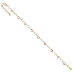 14k Two-tone Hammered Open Hearts and Oval Link 9 inch Plus 1 inch Extender - Total 10 inch Anklet