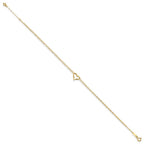 14k Double Strand Chain and Twisted Heart 9 inch Plus 1 inch Extender - Total 10 inch Anklet