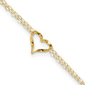 14k Double Strand Chain and Twisted Heart 9 inch Plus 1 inch Extender - Total 10 inch Anklet