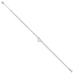 14k White Gold Double Strand Chain Twisted Heart 9 inch Plus 1 inch Extender - Total 10 inch Anklet
