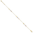 14K Tri-Color Diamond-cut Hearts 9 inch Plus 1 inch Extender - Total 10 inch Anklet