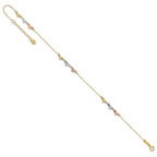 14K Tri-Color Diamond-cut Hearts 9 inch Plus 1 inch Extender - Total 10 inch Anklet