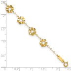 14k Ruffle Star Flowers 9 inch Plus 1 inch Extender - Total 10 inch Anklet