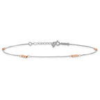 14K Two-Tone Mirror Beaded 4-Station 9 inch Plus 1 inch Extender - Total 10 inch Anklet