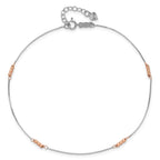 14K Two-Tone Mirror Beaded 4-Station 9 inch Plus 1 inch Extender - Total 10 inch Anklet
