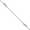 14K Two-Tone Mirror Beaded 4-Station 9 inch Plus 1 inch Extender - Total 10 inch Anklet