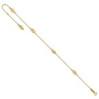 14k Diamond-cut Rice Puff Beads 4-Station 9 inch Plus 1 inch Extender - Total 10 inch Anklet